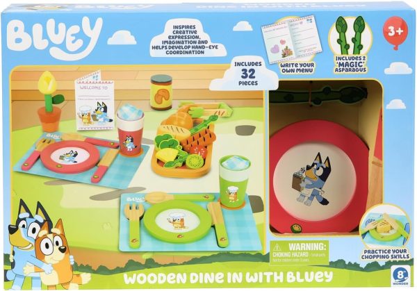 Bluey - Dine in with Bluey Set, 32-Piece Wooden Toy Set with Magic Asparagus, Plates, Utensils & More, Perfect for Role-Play & Imaginative Fun, FSC-Certified, Suitable for 3 Years & Up - Image 2