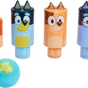 Bluey – Wooden Character “Skittles” Bowling, Indoor & Outdoor Bowling Play, 6 Character Pins and 1 Bowling Ball – FSC Certified for Children 3 Years and Up