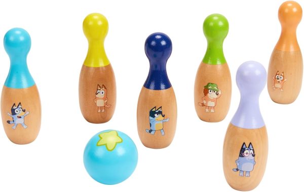 Bluey – Wooden Character “Skittles” Bowling, Indoor & Outdoor Bowling Play, 6 Character Pins and 1 Bowling Ball – FSC Certified for Children 3 Years and Up - Image 2
