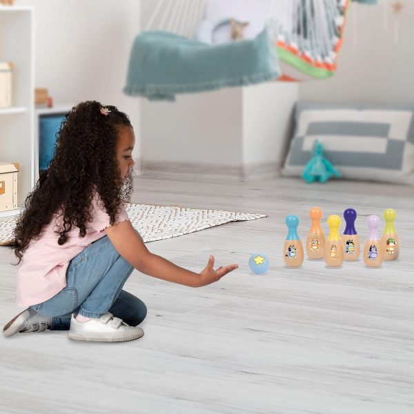Bluey – Wooden Character “Skittles” Bowling, Indoor & Outdoor Bowling Play, 6 Character Pins and 1 Bowling Ball – FSC Certified for Children 3 Years and Up - Image 3