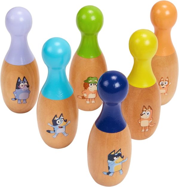 Bluey – Wooden Character “Skittles” Bowling, Indoor & Outdoor Bowling Play, 6 Character Pins and 1 Bowling Ball – FSC Certified for Children 3 Years and Up - Image 4