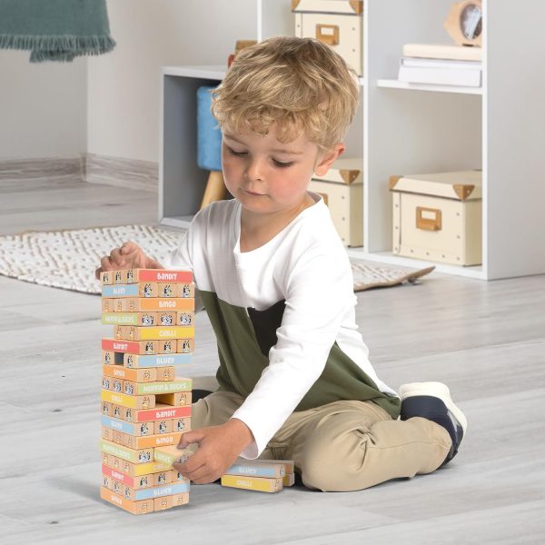Bluey Tumbling Tower – 54 Colorful Wooden Blocks – Fun Family Game – FSC Certified for Children 3 Years and Up - Image 2