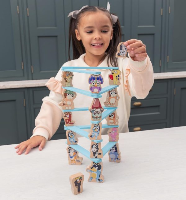 Bluey – Wooden Stacking Game – 25 Build and Balance Pieces with Characters and Sticks in a Storage Tube – FSC Certified for Children 3 Years and Up - Image 2