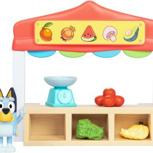 Bluey Mini Playsets Farmers Market Playset | Includes Articulated Figure with Shopping Bag and Accessories | with Dollarbucks