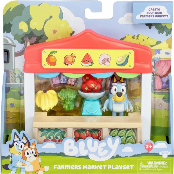 Bluey Mini Playsets Farmers Market Playset | Includes Articulated Figure with Shopping Bag and Accessories | with Dollarbucks - Image 2
