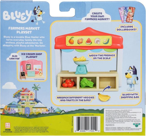 Bluey Mini Playsets Farmers Market Playset | Includes Articulated Figure with Shopping Bag and Accessories | with Dollarbucks - Image 3