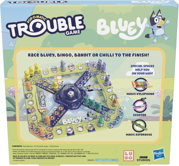 Hasbro Gaming Trouble: Bluey Edition Board Game for Kids, 2-4 Players, Race Bluey, Bingo, Bandit, or Chilli to The Finish, Ages 5 and Up (Amazon Exclusive) - Image 2